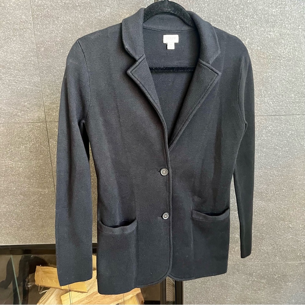 J Crew Black Cotton Stretchy Blazer With Pockets Size XS - Picture 3 of 9